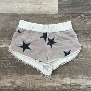 Free People Star Patterned Frayed Hem Shorts